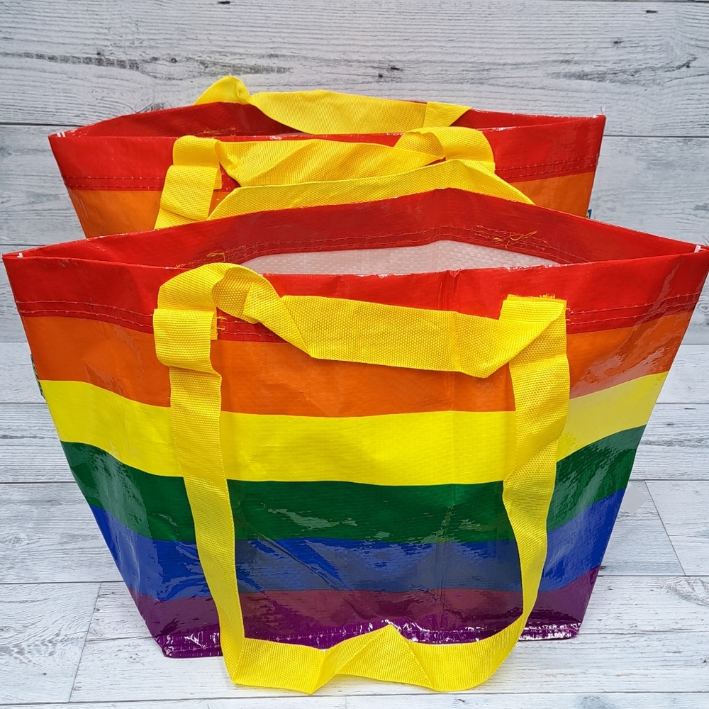 NWT Set of Two 2 Ikea Rainbow Carry All bags Small